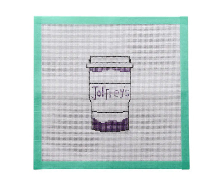 Theme Park Coffee Cup Hand Painted Needlepoint Canvas