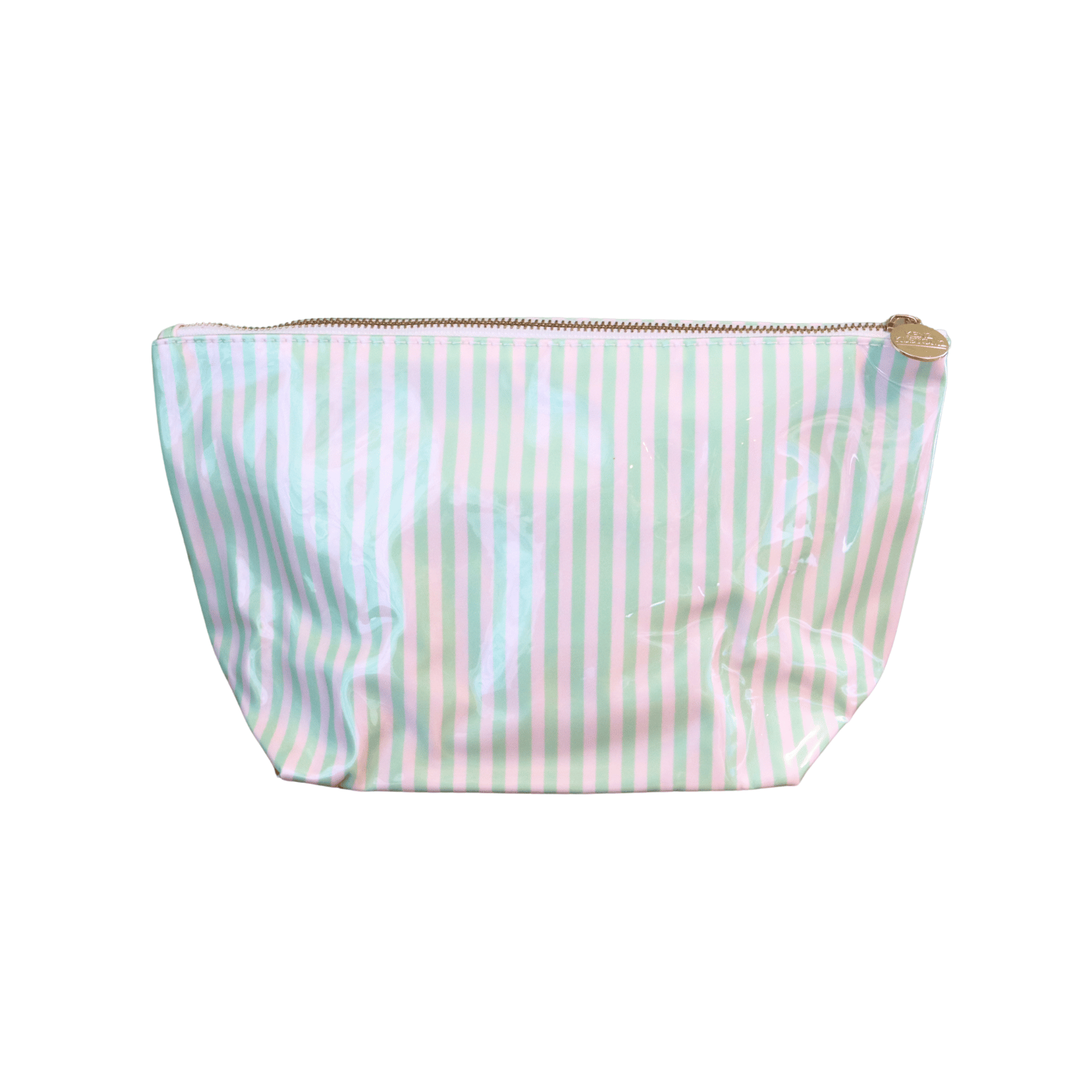 Green and Pink Striped Accessory Pouch