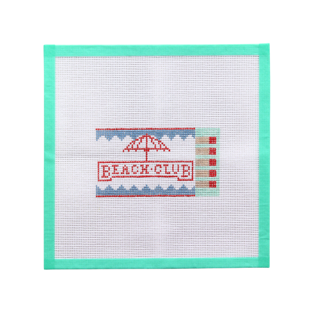 Beach Club Resort Hand-painted needlepoint canvas