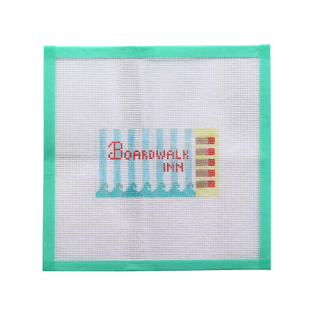 Boardwalk Inn Resort Matchbox Hand-painted needlepoint canvas