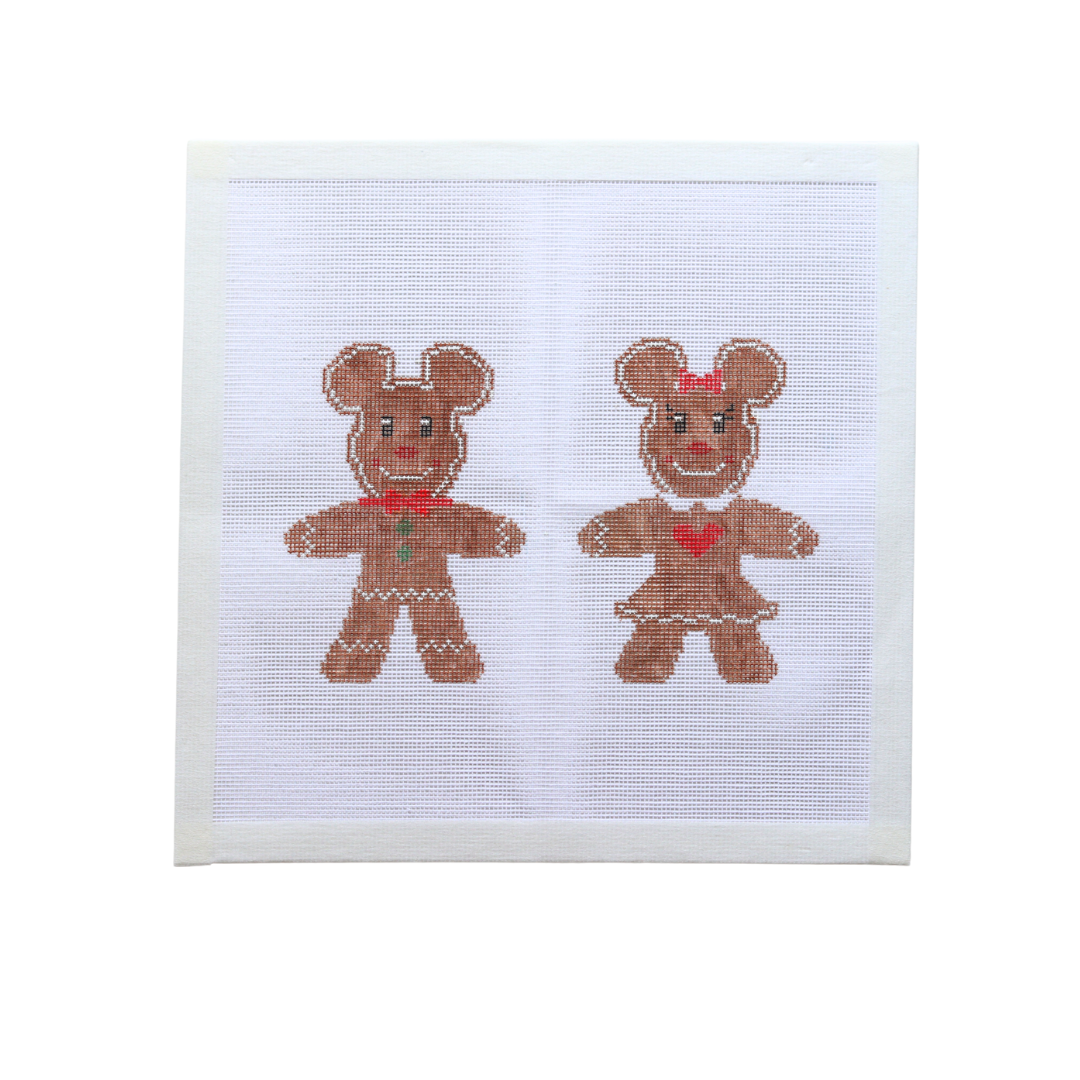 Very Merry Christmas Mouse Gingerbread Hand-painted needlepoint canvas