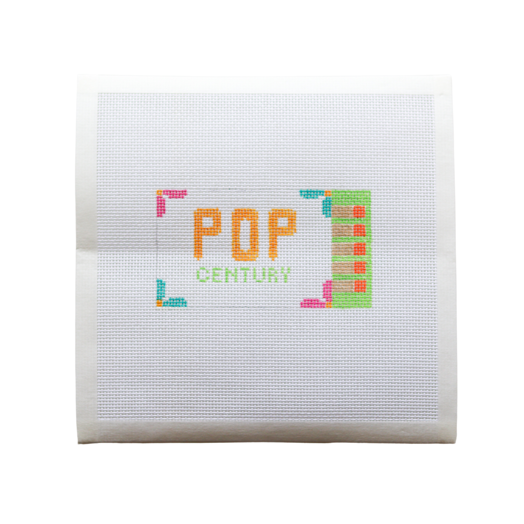 Pop Century Resort matchbox hand-painted needlepoint canvas